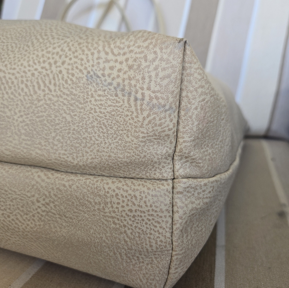 Calvin Klein Cream Faux Leather Tote Shoulder Bag Large Minimalist Work Bag - Picture 5 of 7